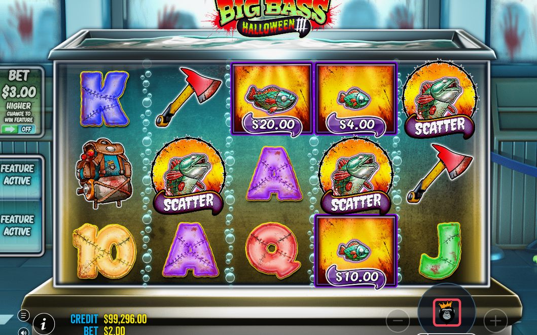 Free Spins-läget med WILD FISHERMAN-mätarna över och under hjulen